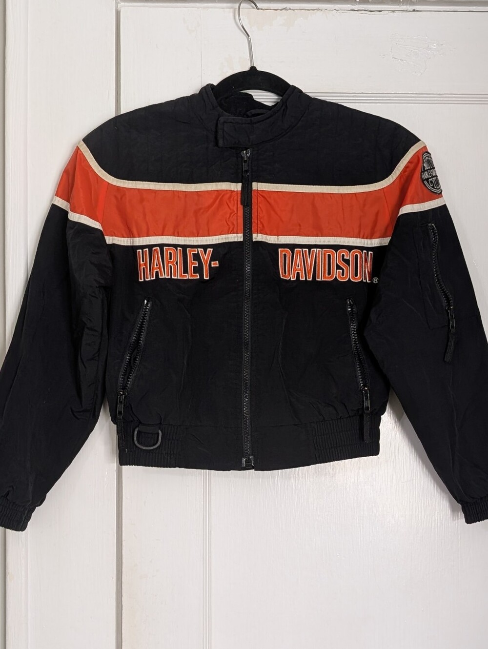 Vintage Harley Davidson Jacket Racing Motor Cycle Bomber Youth Medium Y2k Nylon